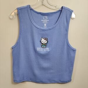 Hybrid Hello Kitty embroidered ribbed crop‎ top woman's size XXL